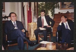 ["Caption: DKI with Mark Fox and member of delegation from China's State Development and Planning Commission, Washington, DC office, September, 1998. Photo from Carol Fox, Dec. 14, 1998."]
