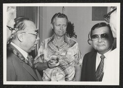 ["Caption: 8/25/81 Ilikai Hotel, Honolulu (Chinn Ho's apt) w/Ambassador Chai Zemin, P.R. China."]