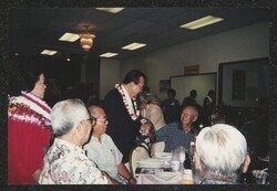 ["Caption: DKI at Patsy Mink's brunch, Honolulu, HI, August 29, 1999. Photo from Jennie Yukimura, 10/6/99."]