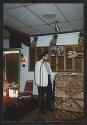 ["Caption: DKI at reception for Charles Davis at Kemoo Farm, Fall 1998. Photo from Ohulani Otto, 4/3/89."]