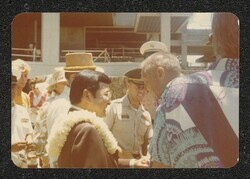 ["Caption: Senator at opening of the hotel at Fort DeRussy, July, 1976. (Kinji Kanazawa). Hale Koa Hotel."]