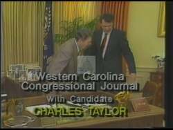 ["In this political advertisement, Charles Taylor highlights the unfulfilled federal promise to build a road in Swain County, which has restricted local access and enjoyment of the park, contrasting this with Tennessee's better representation and infrastructure. He expresses his commitment to representing Western North Carolina and addressing these issues."]