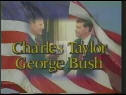 ["In this political advertisement, Mike Dukakis supports James McClure Clark for Congress due to alignment with his liberal programs, while George Bush endorses Charles Taylor, highlighting shared values and Taylor's potential as an outstanding North Carolina congressman."]