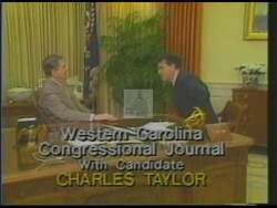 ["In this political advertisement, Charles Taylor emphasizes the importance of protecting veterans' benefits, describing them as contractual rights that should not be compromised. He commits to safeguarding these rights if elected as congressman."]