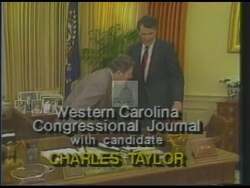 ["In this political advertisement, Charles Taylor emphasizes his commitment to job preservation and creation in western North Carolina, highlighting the region's economic challenges and the importance of securing employment for future generations. He promises to actively support and protect local jobs if elected as Congressman."]