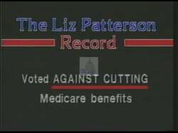 ["In this political advertisement, Congresswoman Liz Patterson is portrayed as a reliable advocate for senior citizens, having opposed Medicare cuts and supported long-term health care. Conversely, Knox White is presented as uncertain and unreliable on issues important to seniors, notably his indecision on privatizing Social Security."]