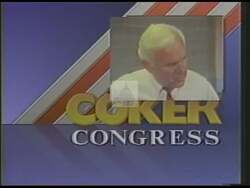 ["In this political advertisement, Herald Coker's background is highlighted as a working-class individual from McMinn County who graduated with a chemistry degree and now employs over 35 people at Coker Tire. The ad emphasizes Coker's contributions to local schools and business, positioning him as the experienced choice for Congress."]