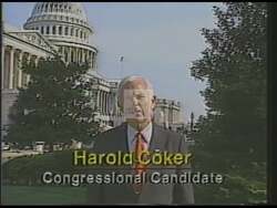 ["In this political advertisement, Harold Coker criticizes Congresswoman Marilyn Lloyd for abandoning the Public Works Committee, which oversees the TVA, leading to job losses for TVA workers due to lack of representation. Coker emphasizes the need for experienced leadership to ensure workers are not left voiceless in decisions affecting their employment, promoting his candidacy for Congress."]