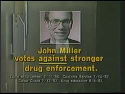["In this political advertisement, it is emphasized that qualities like grace, precision, and strength should be nurtured in youth, but drugs such as cocaine, crack, and heroin are threatening this development. The ad criticizes John Miller for voting against stronger drug law enforcement and advocates for electing Reese Lindquist as a necessary change."]