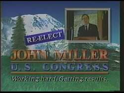 ["In this political advertisement, Congressman John Miller is portrayed as a dedicated public servant who actively participates in legislative duties during the week and returns home every weekend to engage with and assist his constituents. It highlights his efforts in promoting American goods in foreign markets and addressing child care needs, urging voters to re-elect him for his hard work and effective results."]
