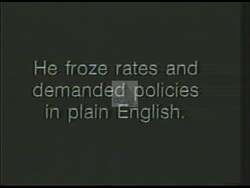 ["In this political advertisement, Jim Guest emphasizes his tough stance against insurance companies as Vermont's commissioner, insisting on fair rates and not hesitating to confront powerful interests to protect Vermont. He draws on his experience in Washington to assure voters that he will continue to fight for Vermont's unique values in Congress."]