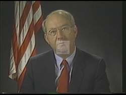 ["In the 1988 political ad, Senator Phil Graham robustly endorses Horace Franklin McQueen for Congress, emphasizing McQueen's staunch opposition to tax increases and strong commitment to fiscal responsibility. The ad repeatedly contrasts McQueen's economic policies favorably against those of his opponent, Jim Chapman, underscoring McQueen's focus on disciplined budget management."]