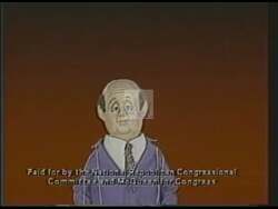 ["The 1988 political TV ad from Republican Party candidate Horace Franklin McQueen criticizes Jim Chapman by portraying him as a puppet manipulated by Jim Wright. The ad uses visuals like marionettes and puppeteers to symbolize Chapman's alleged political manipulation and lack of independent representation for East Texas voters."]