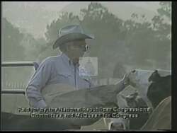 ["In the 1988 campaign ad, Horace Franklin McQueen, a Republican candidate, appeals to voters by highlighting his deep roots in East Texas. The ad shows McQueen in various rural settings, wearing cowboy and farmer attire, representing himself as a relatable, trustworthy figure who embodies local values and leadership. His consistent message and imagery aim to connect with the rural electorate and underscore his commitment to their ideals and concerns."]