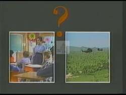 ["In the 1988 political ad, Democratic candidate Mitch Irwin criticizes opponent Bob Davis for prioritizing military spending over domestic needs. The ad showcases scenes with Irwin passionately advocating at rallies and through direct addresses, emphasizing his commitment to health, education, and jobs over foreign military aid and portraying himself as a champion for local priorities."]