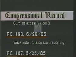 ["In Mitch Irwin's 1988 presidential campaign ad, Bob Davis is depicted as a conflicted politician embroiled in accusations of unethical conduct related to defense contractors. Scenes show Davis at a podium, surrounded by images of money and contracts, while concerned citizens question his integrity and actions, highlighting potential corruption and conflicts of interest."]
