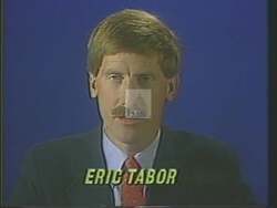 ["In the 1988 campaign ad, Democratic candidate Eric Tabor passionately advocates for the protection and strengthening of Social Security, emphasizing the importance of seniors' rights and economic dignity. Throughout the ad, Tabor, speaking from various podiums and directly to the camera, commits to ensuring the security and respect of senior citizens by opposing any freezes to Social Security benefits."]
