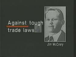 ["Foster L. Campbell's 1988 presidential campaign ad forcefully showcased his commitment to implementing tough trade laws to protect and recover jobs in Louisiana. The ad contrasted his views with those of Jim McCreary, depicting Campbell as the candidate who staunchly supports local workers against unfair foreign trade policies."]