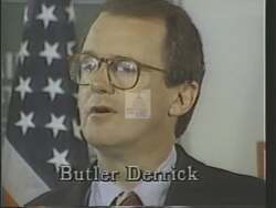 ["The 1988 political TV ad for Democratic candidate Butler Carson Derrick highlights his deep engagement with various communities in South Carolina. The ad showcases Derrick at numerous town meetings, attentively listening and interacting with a diverse range of constituents, emphasizing his commitment to understanding and addressing their concerns."]