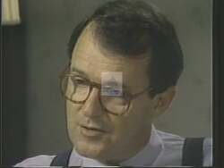 ["The 1988 political TV ad for Democratic Party candidate Butler Carson Derrick focuses intensely on his commitment to protect American jobs, particularly in the textile industry. The ad features multiple scenes of Derrick speaking at podiums, emphasizing his support for legislation favoring American-made products and industry protection to safeguard jobs in South Carolina and the broader United States. Derrick advocates with patriotic fervor for the \"Made in USA\" label."]