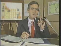 ["In the 1988 campaign ad for Jim Spoo, scenes display his leadership in the mayor's office, emphasizing fiscal responsibility, transparency, and community involvement. Spoo confidently interacts with citizens, discusses financial reforms, and showcases his governance achievements, portraying himself as a competent, approachable leader dedicated to revitalizing his community."]