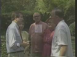 ["In his 1988 political campaign ad, Greg Laughlin passionately addresses trade fairness for American farmers. Standing firmly at a podium, he advocates for equitable trade policies and criticizes restrictive international agreements that disadvantage U.S. agriculture. The ad repeatedly emphasizes his commitment to American farmers' rights and the need for reciprocal trade arrangements."]