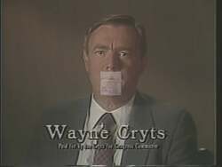 ["Wayne Kreitz���������s 1988 political TV ad features him consistently criticizing his opponent, Bill Emerson, across various scenes. Speaking from podiums and directly to the camera, Kreitz highlights Emerson���������s negative campaign tactics and policy failures. His tone ranges from frustrated to confident as he emphasizes the importance of focusing on substantive policy issues rather than slander."]