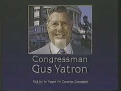["In the 1988 political TV ad, Democratic candidate Gus Yatron showcases his legislative accomplishments and community impact. The ad features various scenes of Yatron speaking confidently at a podium, engaging with enthusiastic audiences, and highlighting his funding successes. Scenes of appreciative constituents and supportive imagery underscore his appeal for re-election, emphasizing his commitment to community improvements."]