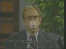 ["In his 1988 presidential campaign ad, Democratic candidate Peter Franchot is depicted engaging with crowd members, passionately advocating for peace in Central America. Scenes include Franchot at rallies and a political gathering, where he connects with a diverse audience, underscoring his commitment to international harmony. Campaign banners and voter encouragement visuals emphasize the election's urgency and his political stance."]