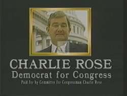 ["The 1988 political TV ad for Democratic Party candidate Charles Grandison Rose portrays him as a committed advocate for North Carolina and America. Featuring multiple scenes of Congressman Rose delivering passionate speeches and exuding confident leadership at campaign rallies, the ad emphasizes his dedication to strength, resilience, and unity, highlighted by frequent appearances of American flags."]