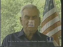 ["The 1988 political TV ad for Carl Christopher Perkins features testimonials from various former miners and elderly men, all expressing gratitude towards Congressman Perkins for his assistance with their health issues. The scenes portray heartfelt stories of support and relief provided by Perkins, emphasizing his dedication to aiding those suffering from work-related health struggles, particularly around conditions like silicosis."]