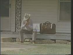 ["In the 1988 political TV ad for Democratic candidate Jim Leventis, poignant scenes depict elderly men and women alone, surrounded by medical bills in sparse, dimly-lit rooms. They look out windows, reflecting on personal losses linked to healthcare costs, highlighting the campaign's focus on the hardships caused by inadequate health policies."]