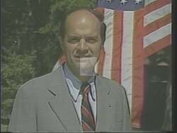 ["In his 1988 campaign ad, Democratic candidate Jim Leventis passionately speaks at various community venues, emphasizing his commitment to job creation, community development, and innovative solutions. With a strong presence at the podium, Leventis showcases leadership attributes and actively engages with his audience, reinforcing his dedication to local issues."]