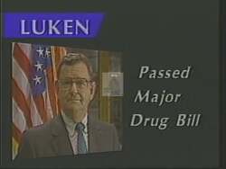 ["The 1988 campaign ad for Tom Luken portrays him as a highly effective legislator with a strong track record in Congress, emphasizing his success in passing significant bills related to drug control, medical waste, and rail safety. The ad contrasts his impactful legislative actions with the less effective efforts of his opponent, showcasing Luken's leadership and dedication."]