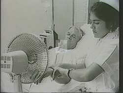 ["In the 1988 campaign TV ad, Democratic candidate Bob Kastenmeier demonstrated his commitment to veterans by addressing and resolving their pressing needs. The ad depicted multiple scenes of Kastenmeier in a stifling veterans' hospital, where he successfully promised and secured funding for air conditioning, offering relief and showcasing his advocacy and dedication."]