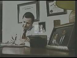 ["The 1989 political TV ad for Republican Party candidate Dan Heath showcases his commitment to strong national defense, anti-drug policies, fair farm practices, economic growth, and family values. Heath is portrayed as a dedicated, authoritative leader with scenes at a farm, speeches to crowds, and discussions in an office setting, all underpinned by American patriotic imagery. The ad emphasizes his advocacy for safety, public policy, and community dedication."]