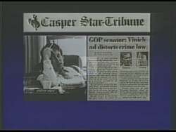 ["In a series of scenes from a 1989 presidential campaign ad, John Vinnich was depicted angrily criticizing Republican candidate Craig Lyle Thomas. The ad, filled with misleading accusations targeting Thomas, predominantly focused on distorting the truth about a jail bill. Vinnich, in various poses of accusation and displeasure, appeared persistently misleading the viewers."]