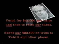 ["In the 1992 political ad, Republican candidate Peter I. Blute positions himself as the diligent, reform-focused alternative to incumbent Joe Early. The ad contrasts scenes of Blute actively working and speaking on essential reforms with images depicting Early as lax and unengaged. Emphasizing job creation, education improvement, and Congress reform, Blute's message is clear: it's \"Time for Change.\""]
