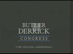 ["In the 1990 presidential campaign ad for Butler Carson Derrick, scenes depict a series of intense discussions and speeches about global economic fairness and defense spending. Speakers, including Derrick, emphasize the unfair financial contributions in global defense by other nations, highlighting the burden on the American economy and calling for equitable responsibilities."]