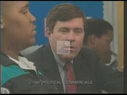 ["The 1990 campaign ad for Democratic Party candidate Roy Dyson highlights his commitment to fighting drug-related issues within educational settings. Various classroom scenes depict the impact of drugs on students���������from their effect on learning environments to discussions on drug awareness. Dyson appears determined, advocating for stringent anti-drug policies and educational reforms."]