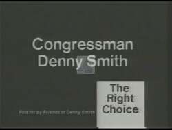 ["In the 1990 presidential campaign ad, Republican candidate Dennis Alan (Denny) Smith intensively focuses on crime and justice policies. Displaying a serious demeanor, he advocates strongly for violent crime prevention and the death penalty, speaking passionately at various events. The ad portrays Smith as a determined leader committed to enhancing public safety."]