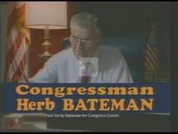 ["In his 1990 presidential campaign ad, Republican Herbert Bateman emphasizes his commitment to bolstering military defense and securing jobs, particularly in shipbuilding for Virginia. Featuring images of navy ships and defense facilities, Bateman advocates against defense cutbacks while promoting economic growth and job creation. His speech underscores a strong, patriotic leadership tone."]