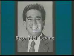 ["In a 1990 political TV ad by Republican candidate David Barrett Cohen, Congressman Mel Levine is portrayed with a repetitive visual emphasis on his smile juxtaposed against severe criticism. The ad condemns Levine for his voting record against local aerospace and defense jobs, aiming to undermine his support by highlighting job-related issues."]