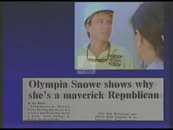 ["In her 1990 presidential campaign ad, Republican Olympia Snowe passionately advocates at various podiums for policies that support Maine families and workers, highlighting her legislative achievements. She projects strength, determination, and leadership, emphasizing her dedication to improving family support policies and the welfare of Maine's workforce in a congressional setting."]