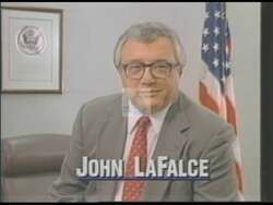 ["In the 1994 presidential campaign ad, Democratic candidate John Joseph LaFalce emphasizes his commitment to economic growth and job creation. Depicted in various industrial and business settings, LaFalce advocates for policies that support local exporters and stimulate economic development in Monroe County, reinforcing his dedication to enhancing the local economy and boosting employment."]