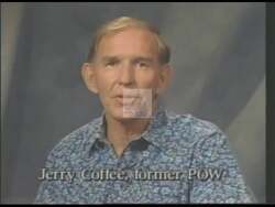 ["In the 1994 political TV ad, Republican candidate Orson G. Swindle confidently seeks congressional support by focusing on key issues like jobs and taxes. A former POW, he highlights his strong background and integrity while directly addressing voter concerns, maintaining sincerity and approachability throughout the campaign, all underscored by the presence of American flags and campaign posters."]