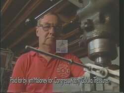 ["In Jim Maloney's 1994 campaign ad, Bernie Gallo, a middle-aged, concerned father symbolizing ordinary voters, is highlighted in various scenes within his modest home, reflecting on family and financial stress. Maloney, addressing the camera in a relatable environment, pledges to support everyday Americans by tackling key issues like taxes, healthcare, and safety, ensuring the narrative connects with voters' daily struggles."]