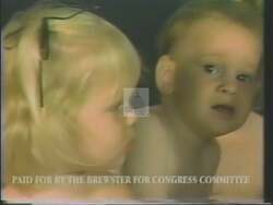 ["In the 1994 TV ad for Bill K. Brewster's congressional campaign, he is portrayed as a dedicated, family-focused candidate. Multiple scenes show Brewster speaking confidently at political rallies, emphasizing the support for families and communities. Throughout, his passionate delivery and the enthusiastic response of diverse crowds underscore his commitment and popularity."]