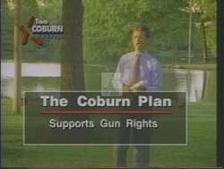 ["In this political advertisement, Tom Coburn is presented as a doctor who supports constitutional rights, including gun ownership, and values safe neighborhoods, schools, and family-supported good jobs. It emphasizes his commitment to protecting Social Security from political manipulation and asserts that he will act courageously on these values in Congress."]