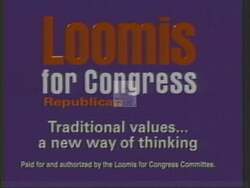 ["In the 1994 presidential campaign ad, Republican candidate Mike Loomis addresses the nation with a somber tone. The ad juxtaposes crime scene photos with scenes of Loomis promoting his job creation plan as a solution to crime, promising a fresh and effective perspective on tackling national issues."]